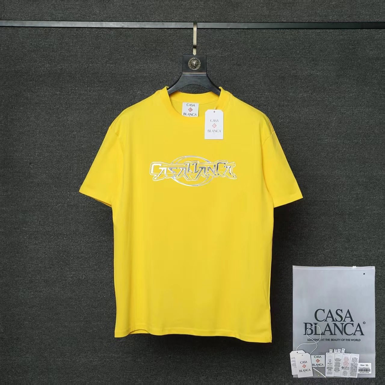 Casablanca T-Shirts Short-Sleeve Graphic Logo T-Shirt — 11 yellow