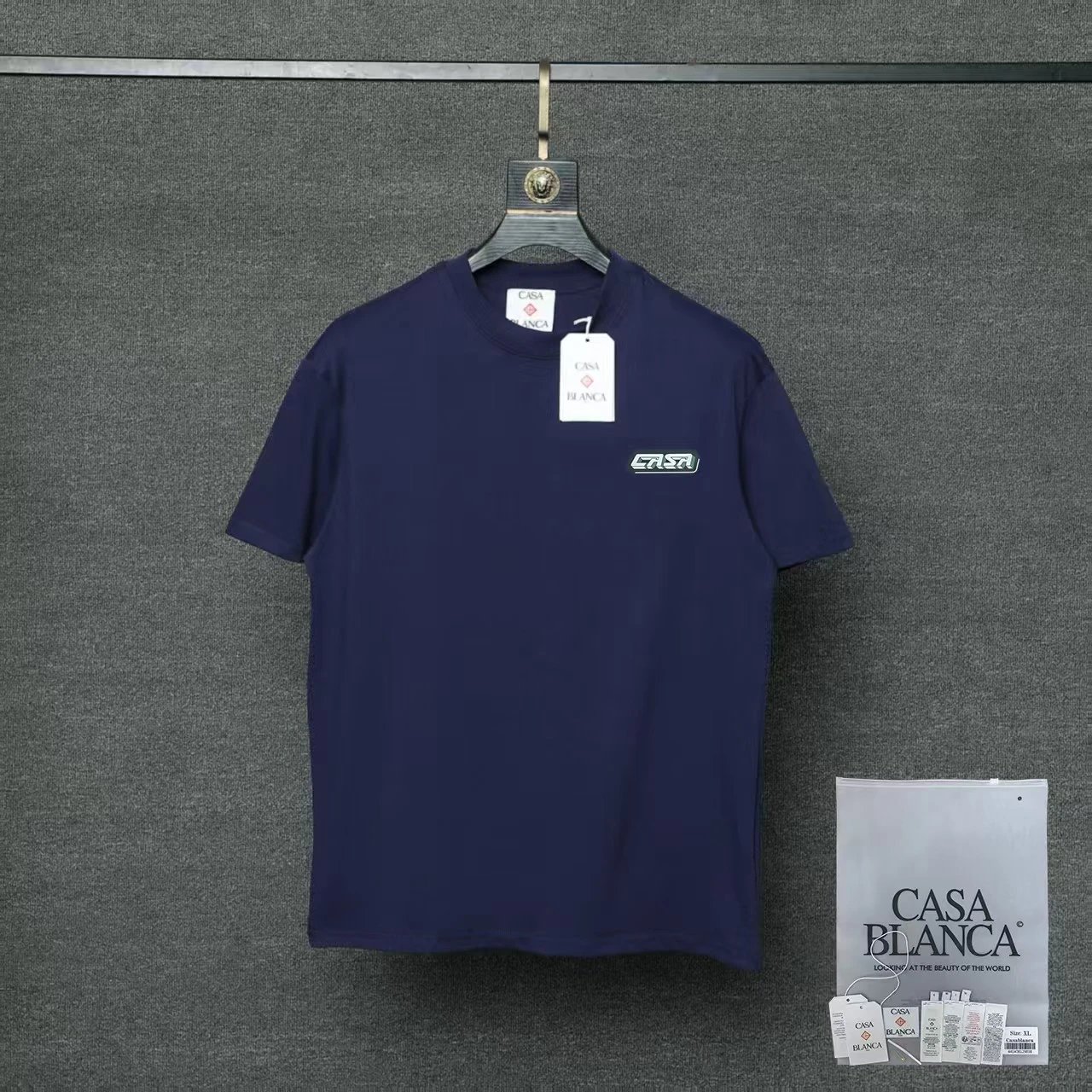 Casablanca T-Shirts Short-Sleeve Logo Patch T-Shirt — 012 Sapphire blue