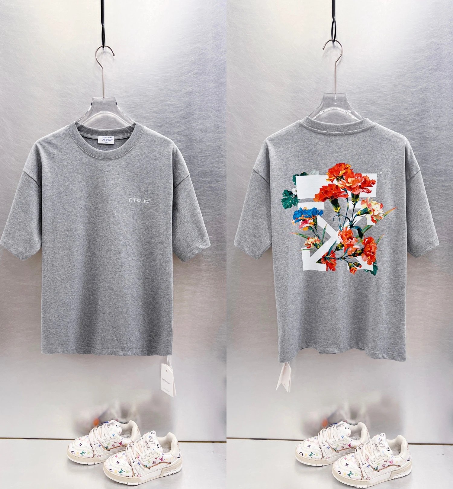 Off-White T-Shirts Graphic-print crew-neck — gray 9626
