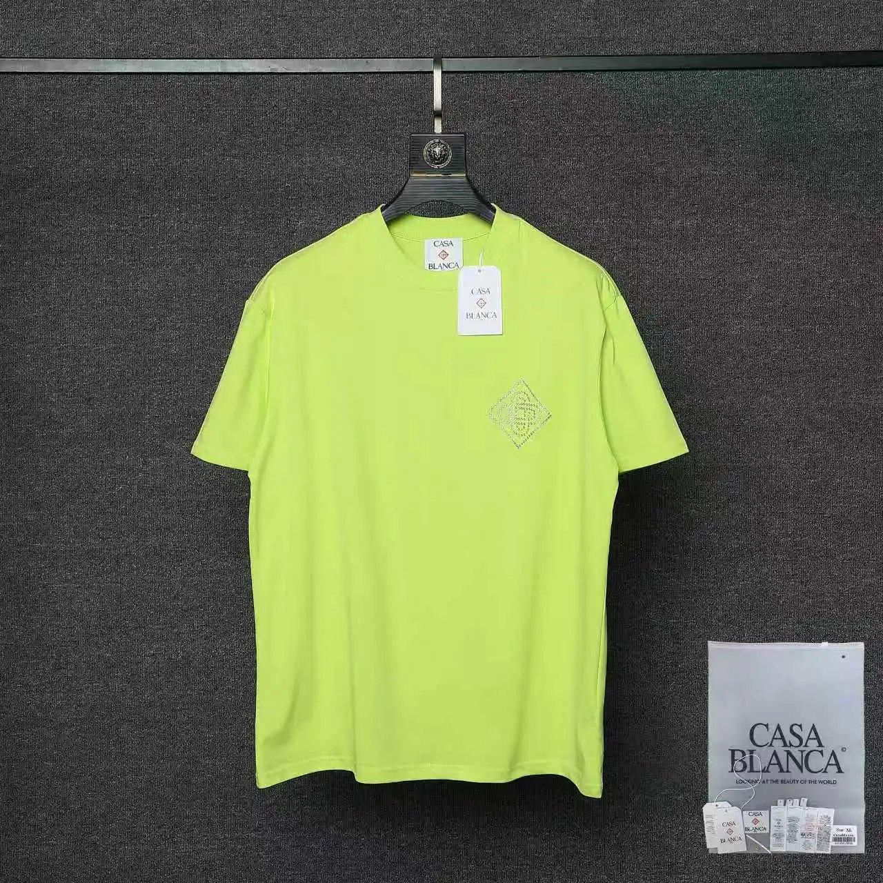 Casablanca T-Shirts Short-Sleeve Logo Patch T-Shirt — 015 Neon Green