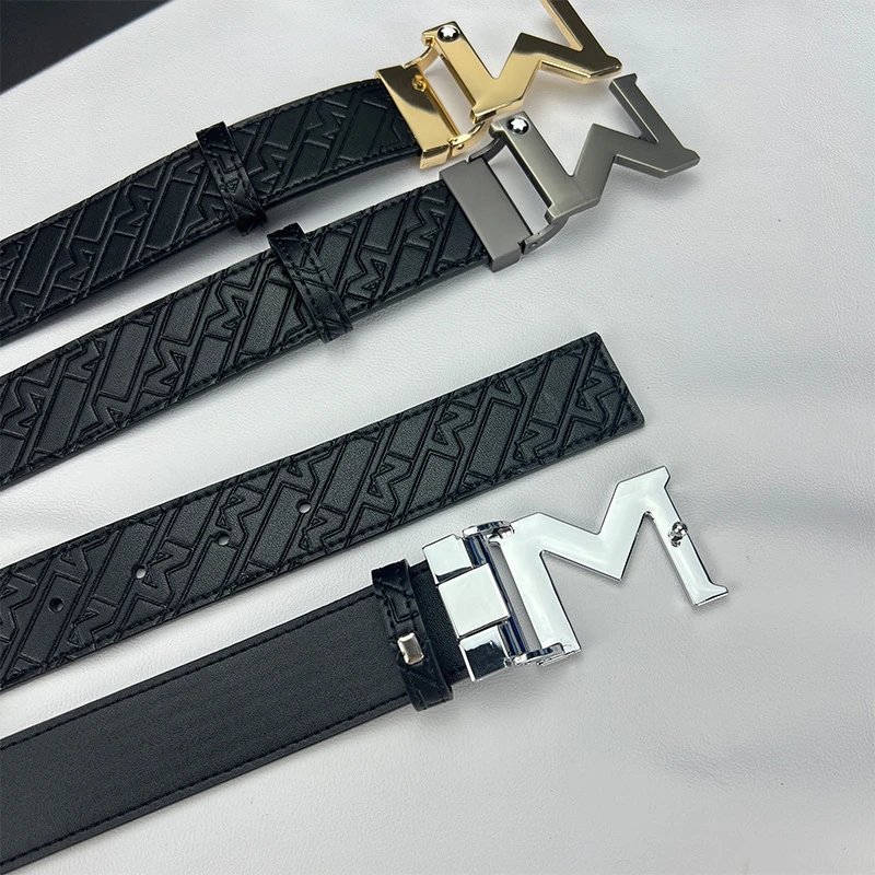 Montblanc Belts Reversible embossed-pattern belt with interchangeable M and pin buckles image 3