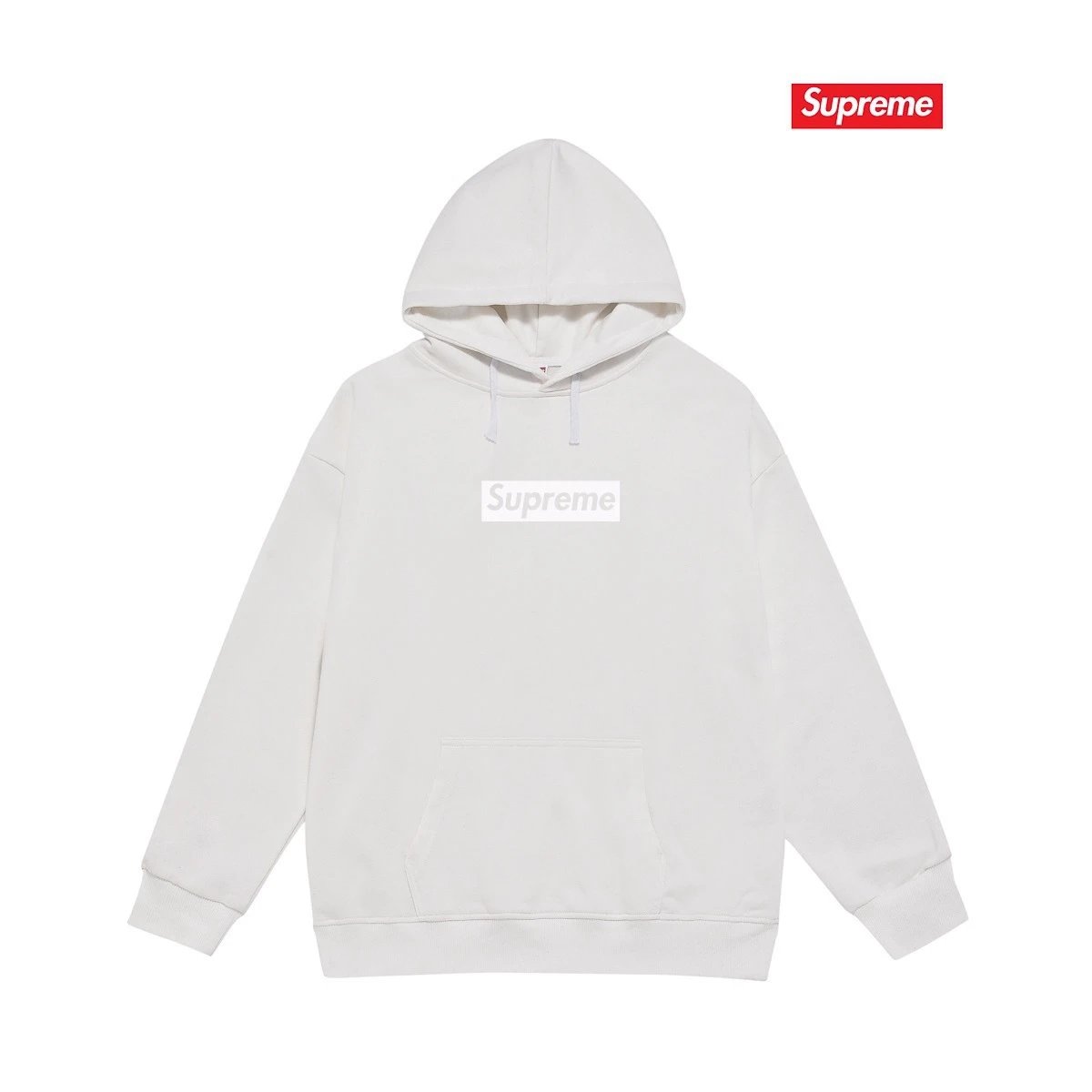 Supreme Hoodies & Sweatshirts Fleece-Lined Graphic Pullover Hoodie — 2229 White with fleece lining