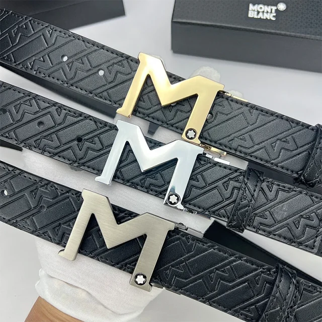 Montblanc Belts Reversible embossed-pattern belt with interchangeable M and pin buckles product detail image 2