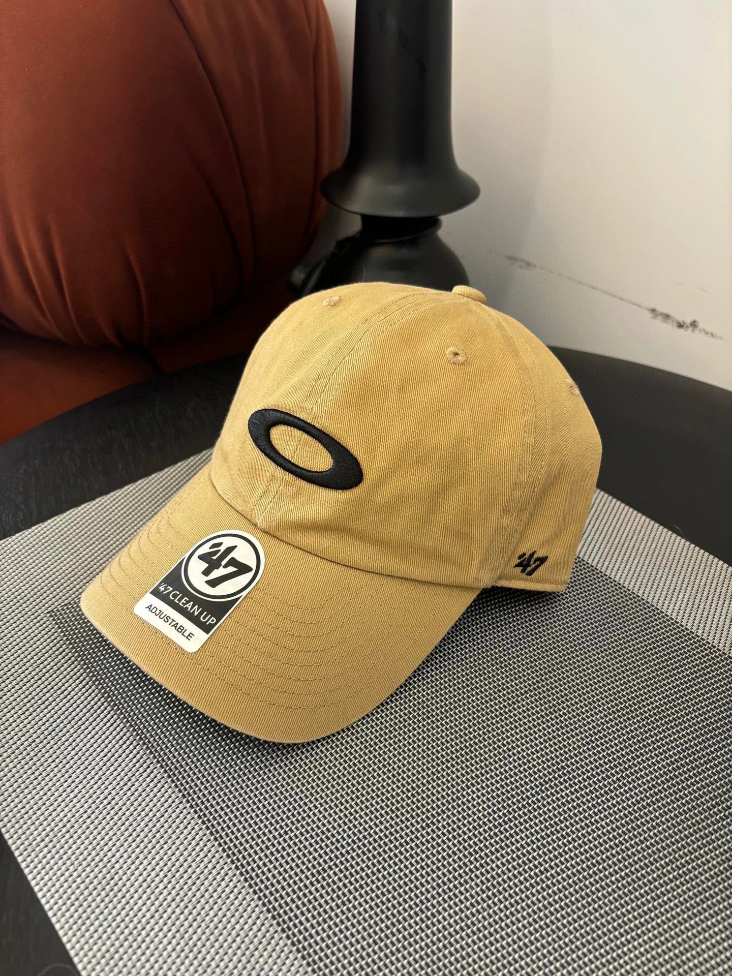 Oakley Hats Baseball Cap with Embroidered Ellipse Logo — Washed khaki with a black label