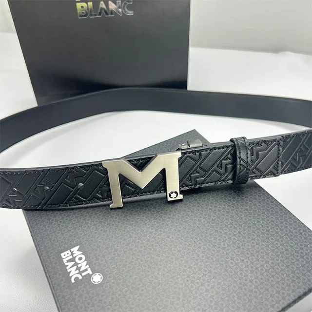 Montblanc Belts Reversible embossed-pattern belt with interchangeable M and pin buckles product detail image 5