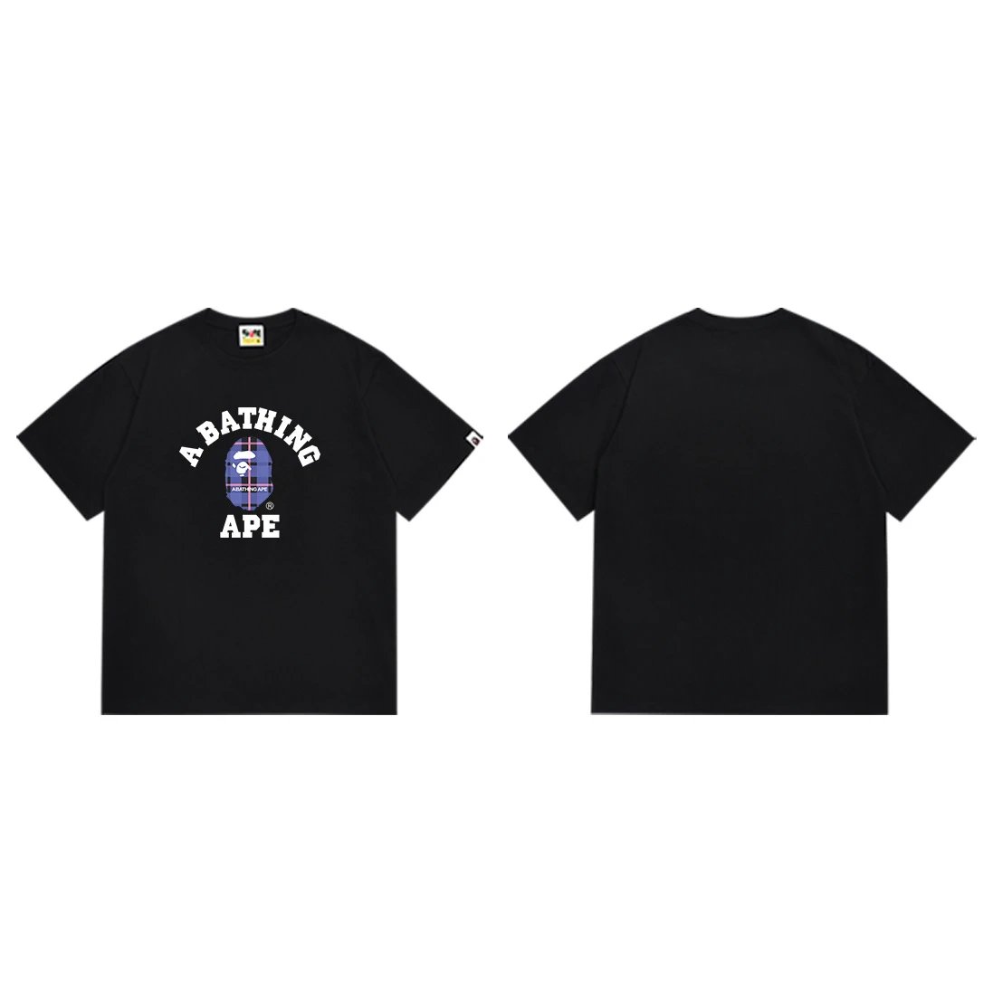 A BATHING APE T-Shirts Short-Sleeve Camouflage Head Graphic — 205 white and blue