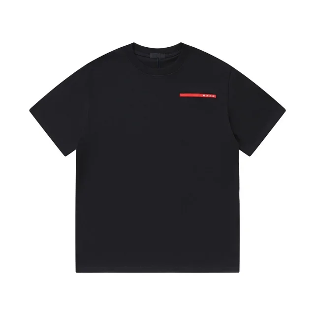 Prada T-Shirts Crew-neck T-shirt with triangular logo plaque product detail image 21
