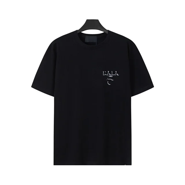 Prada T-Shirts Crew-neck T-shirt with triangular logo plaque product detail image 37