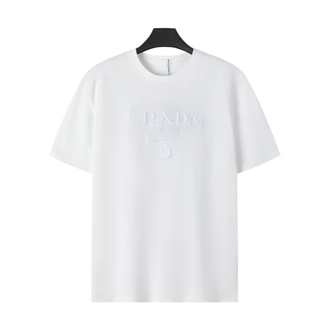 Prada T-Shirts Crew-neck T-shirt with triangular logo plaque product detail image 43