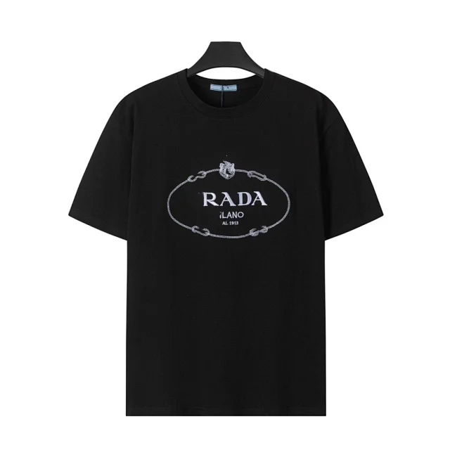 Prada T-Shirts Crew-neck T-shirt with triangular logo plaque product detail image 45