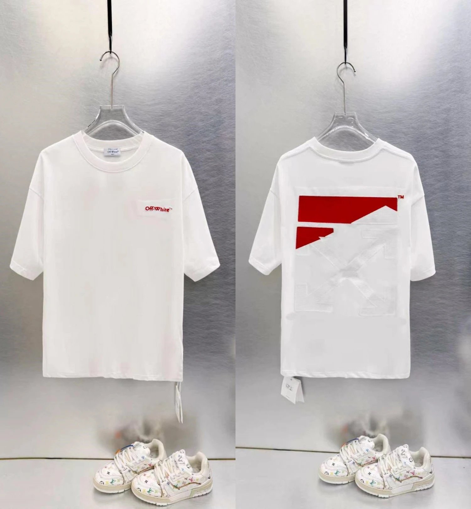 Off-White T-Shirts Graphic-print crew-neck — White 9608 embroidery