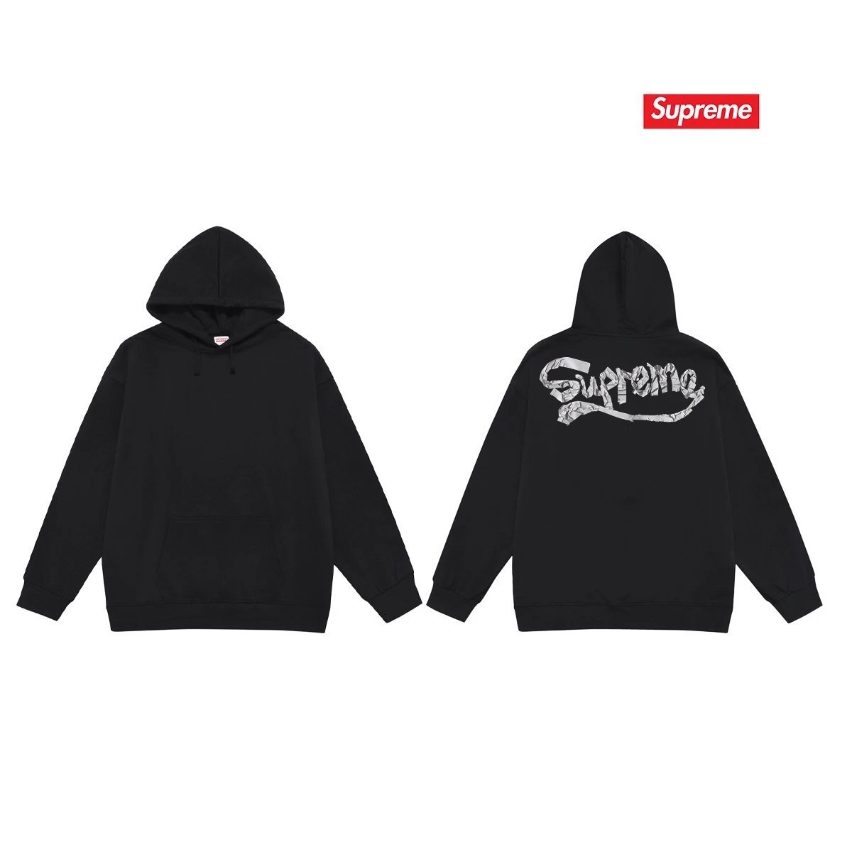 Supreme Hoodies & Sweatshirts Dover Street Market car graphic pullover hoodie — S 2216 Black with fleece lining