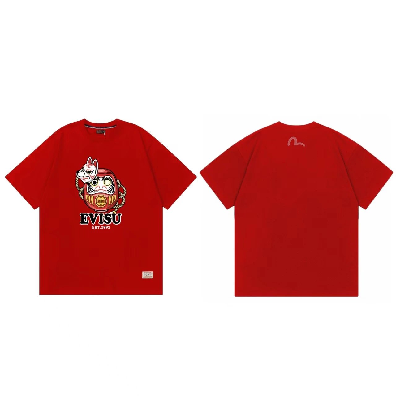Evisu T-Shirts Short-Sleeve Graphic T-Shirt — Red F 228