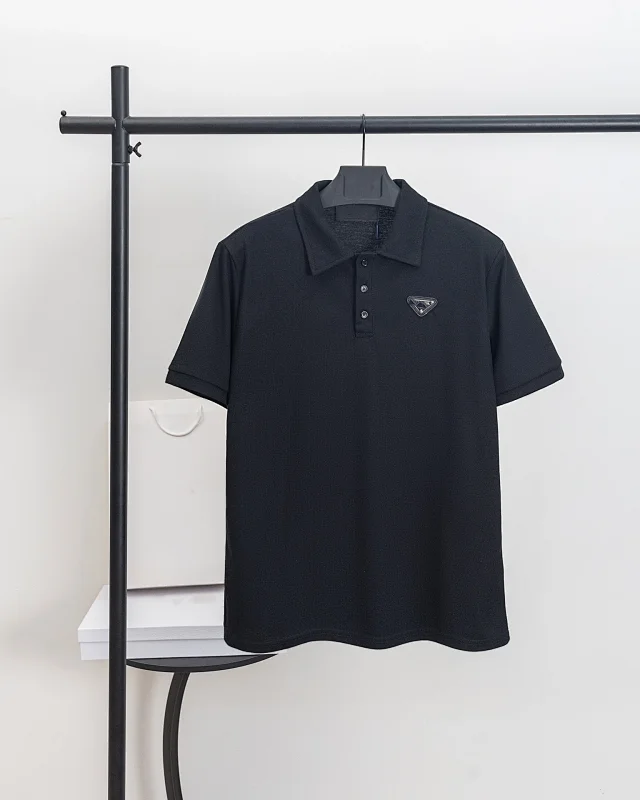 Prada T-Shirts Crew-neck T-shirt with triangular logo plaque product detail image 15