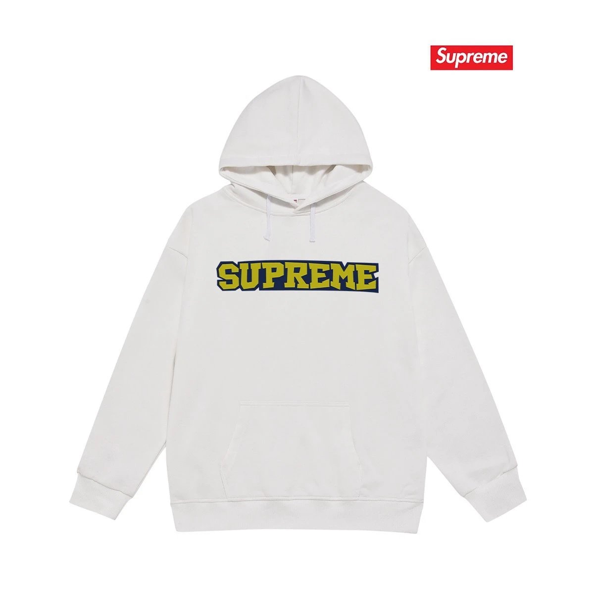 Supreme Hoodies & Sweatshirts Fleece-Lined Graphic Pullover Hoodie — 2230 White with fleece lining