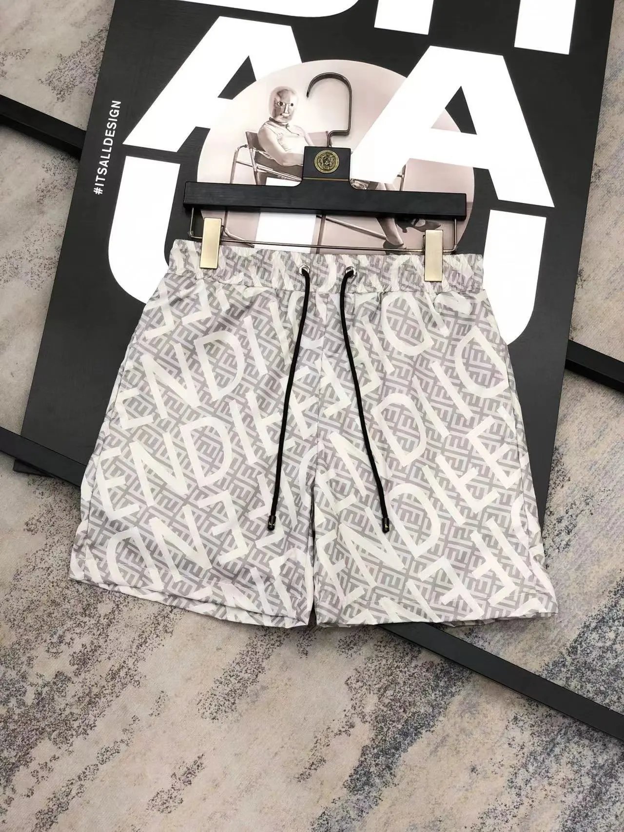 Fendi Swimwear FF monogram drawstring swim shorts — F 1 Ivory white