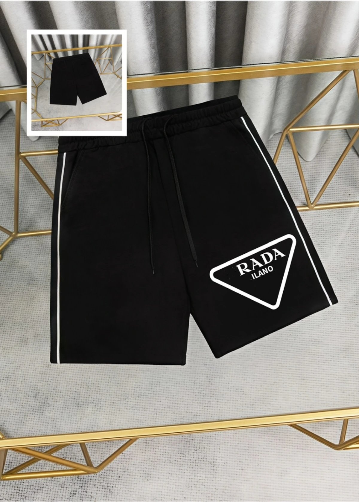 Prada T-Shirts Crew-neck T-shirt with triangular logo plaque — Black.LOGO triangle logo printing 02