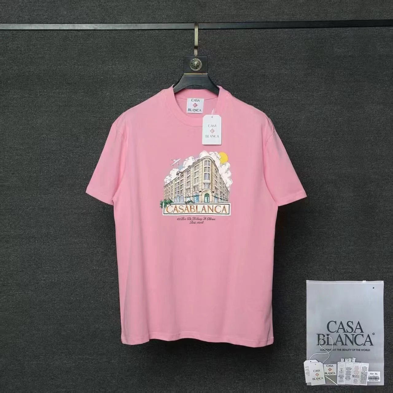 Casablanca T-Shirts Flaming Tennis Ball Graphic — 04 Pink