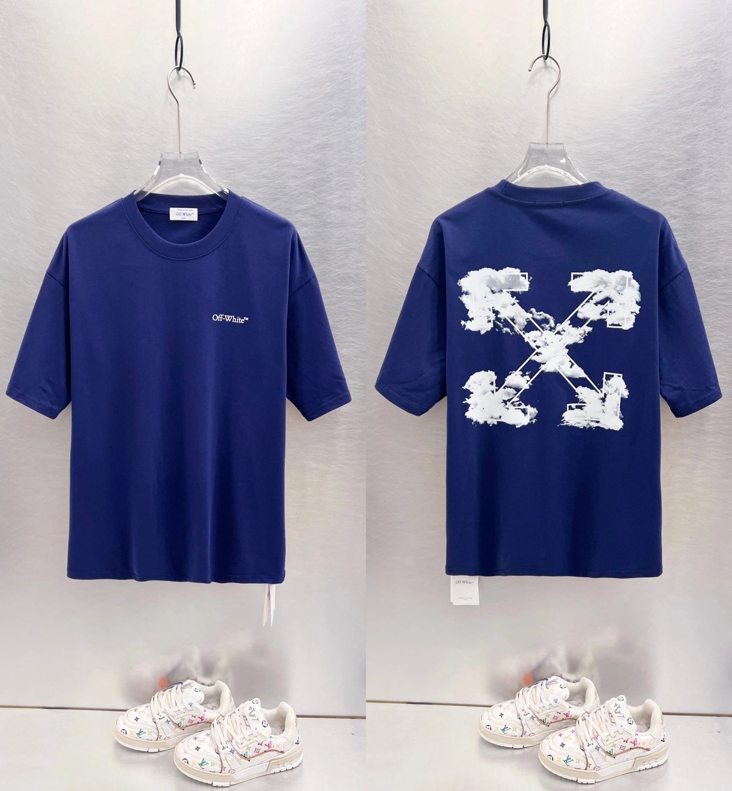 Off-White T-Shirts Graphic-print crew-neck — Purple blue 9629