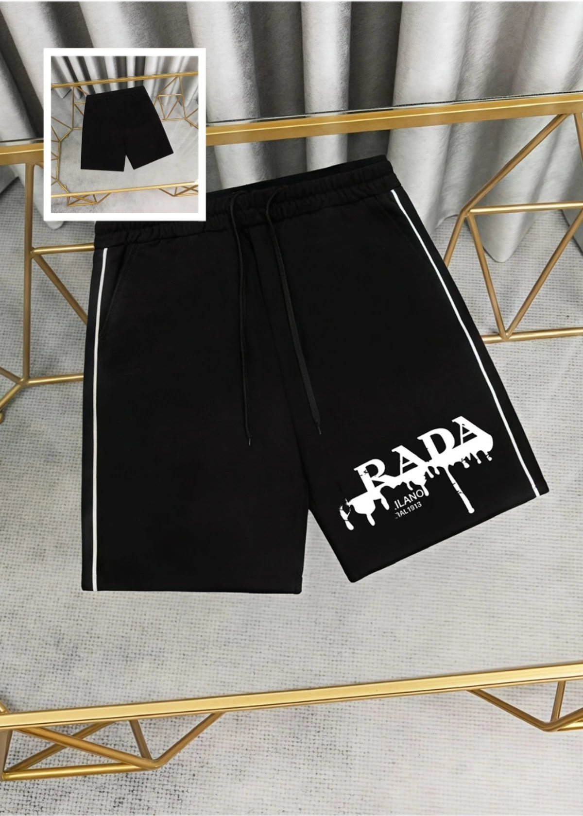 Prada T-Shirts Crew-neck T-shirt with triangular logo plaque — Black.LOGO Graffiti print 04