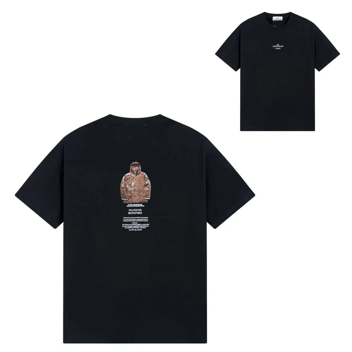Stone Island T-Shirts Short-Sleeve Graphic Print T-Shirt — G160 Black