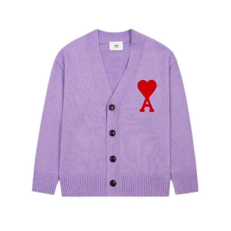 Ami Paris Heart Logo Cardigan Yellow - 16