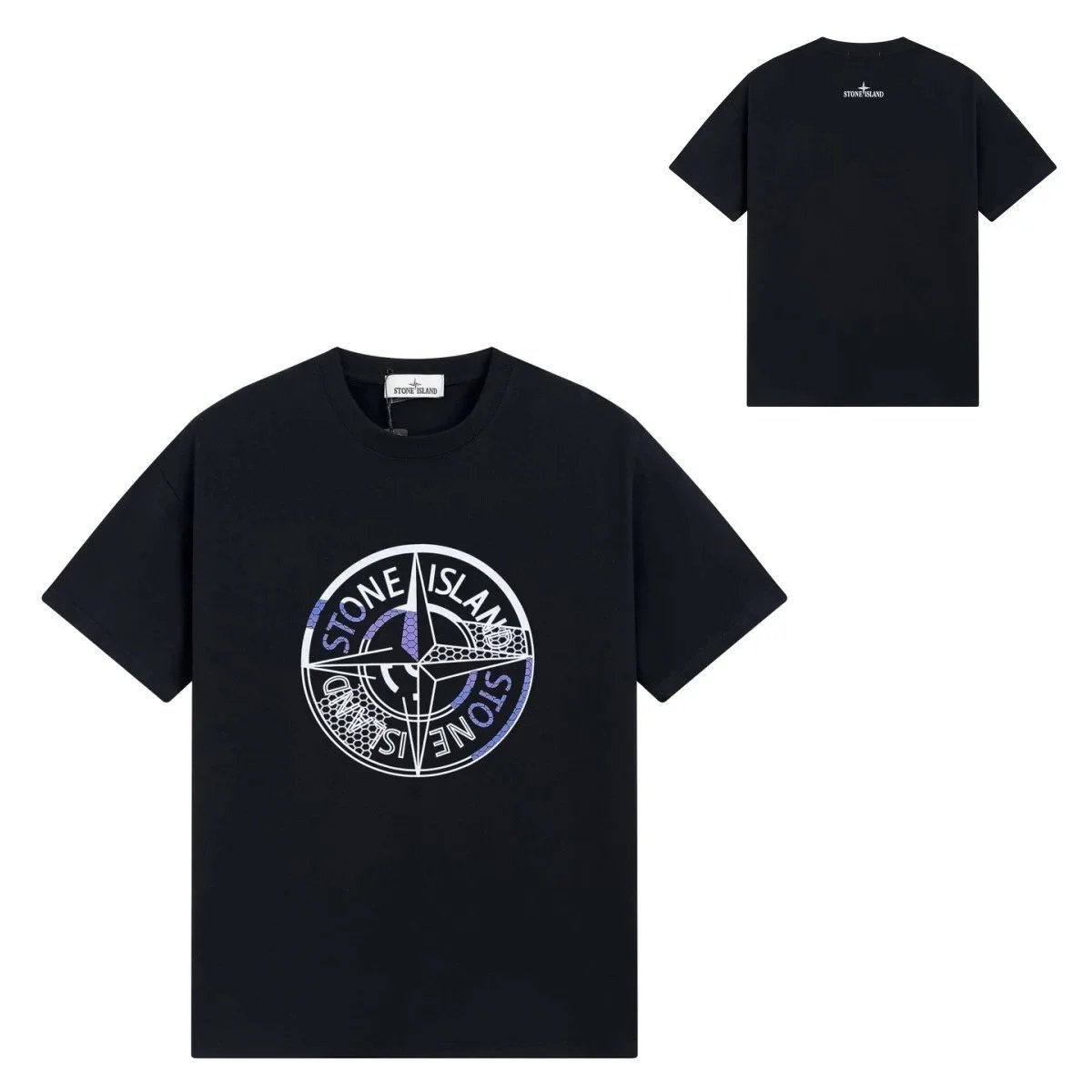 Stone Island T-Shirts Short-Sleeve Graphic Print T-Shirt — G157 black
