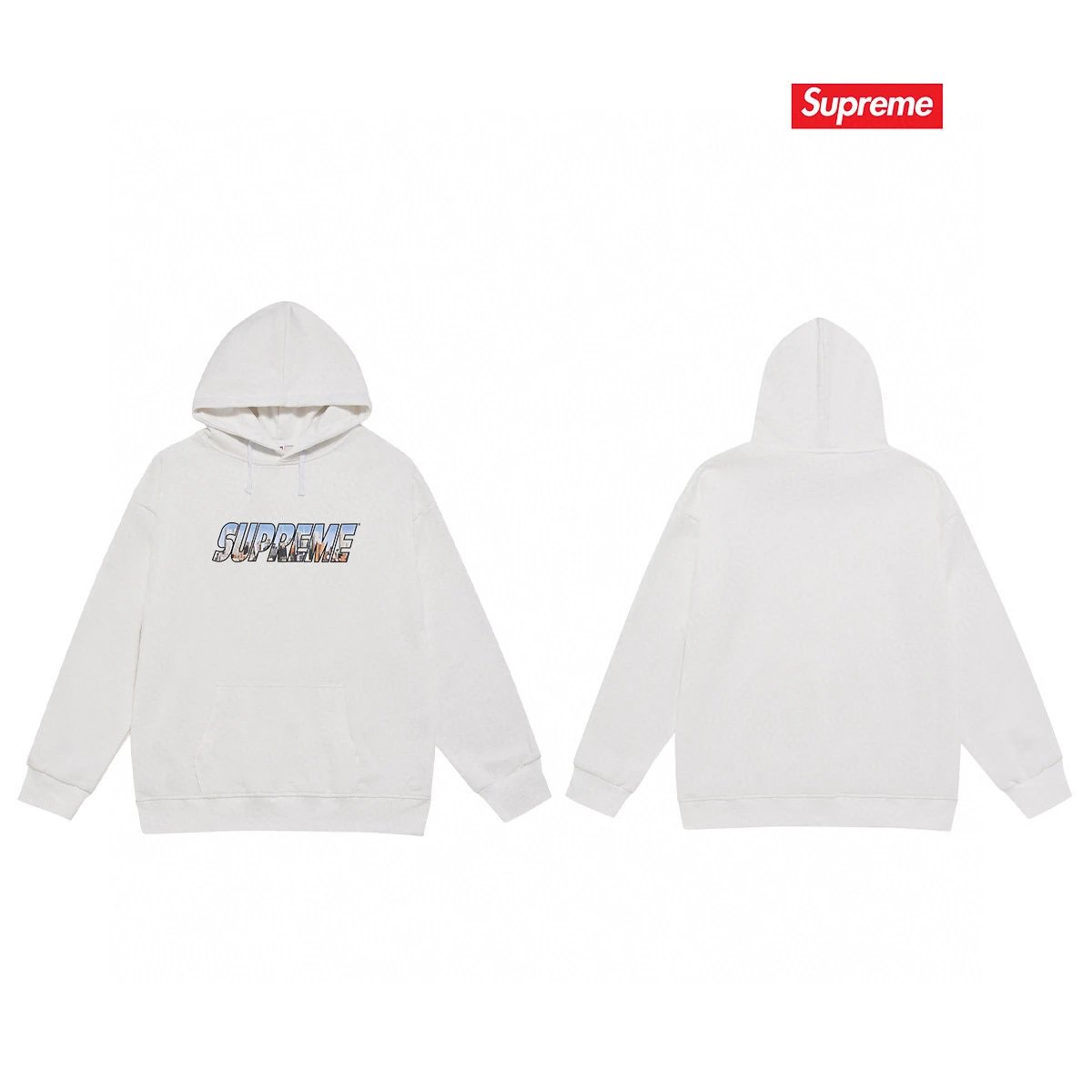 Supreme Hoodies & Sweatshirts Fleece-Lined Graphic Pullover Hoodie — 65-1 Fleece-lined style