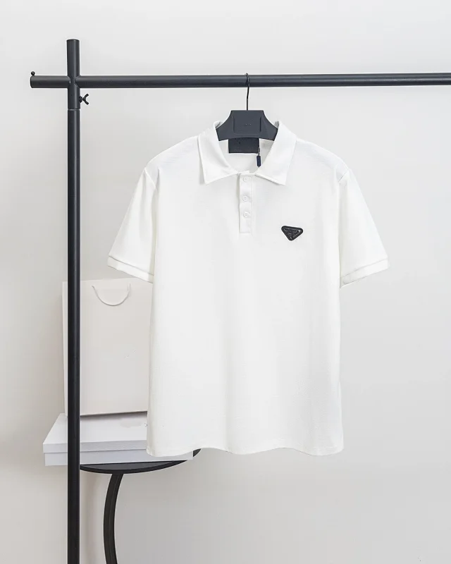 Prada T-Shirts Crew-neck T-shirt with triangular logo plaque product detail image 17