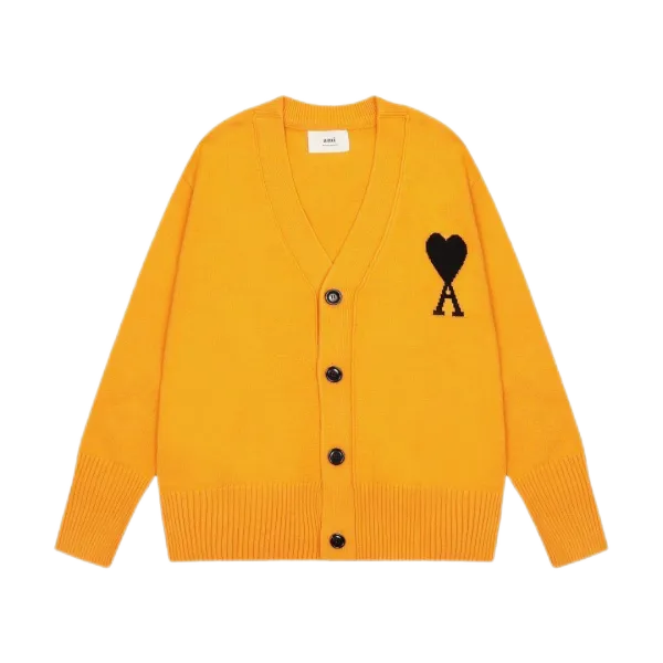 Ami Paris Heart Logo Cardigan Yellow - 20