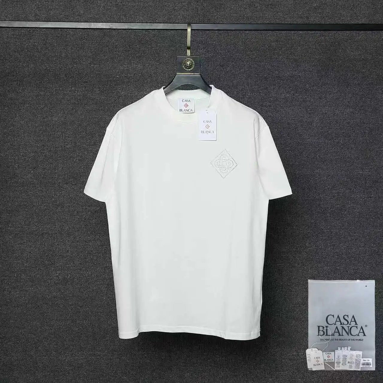 Casablanca T-Shirts Short-Sleeve Logo Patch T-Shirt — 015 white