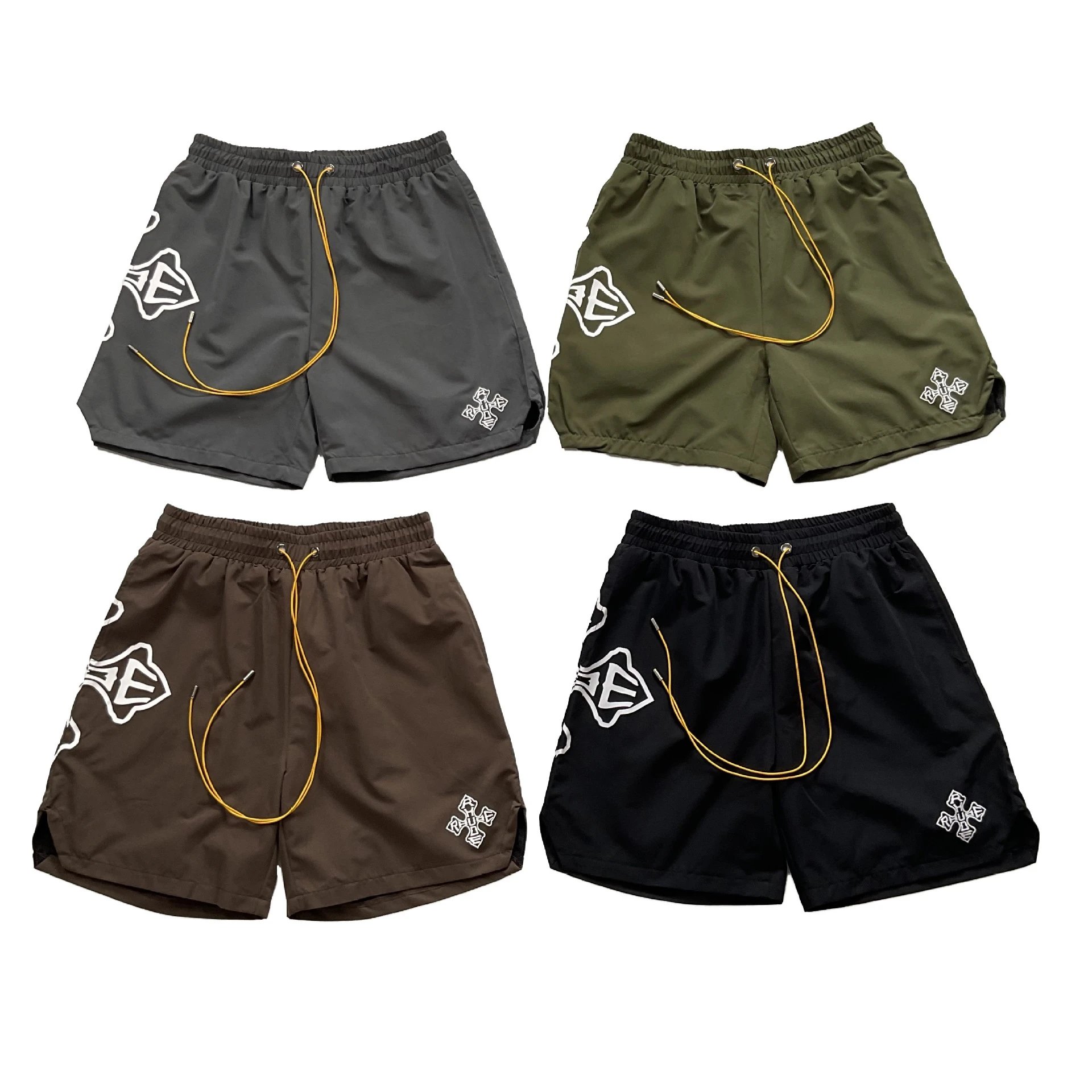 Rhude Shorts Nylon with New Era Graphic Print and Contrast Drawstring image 1