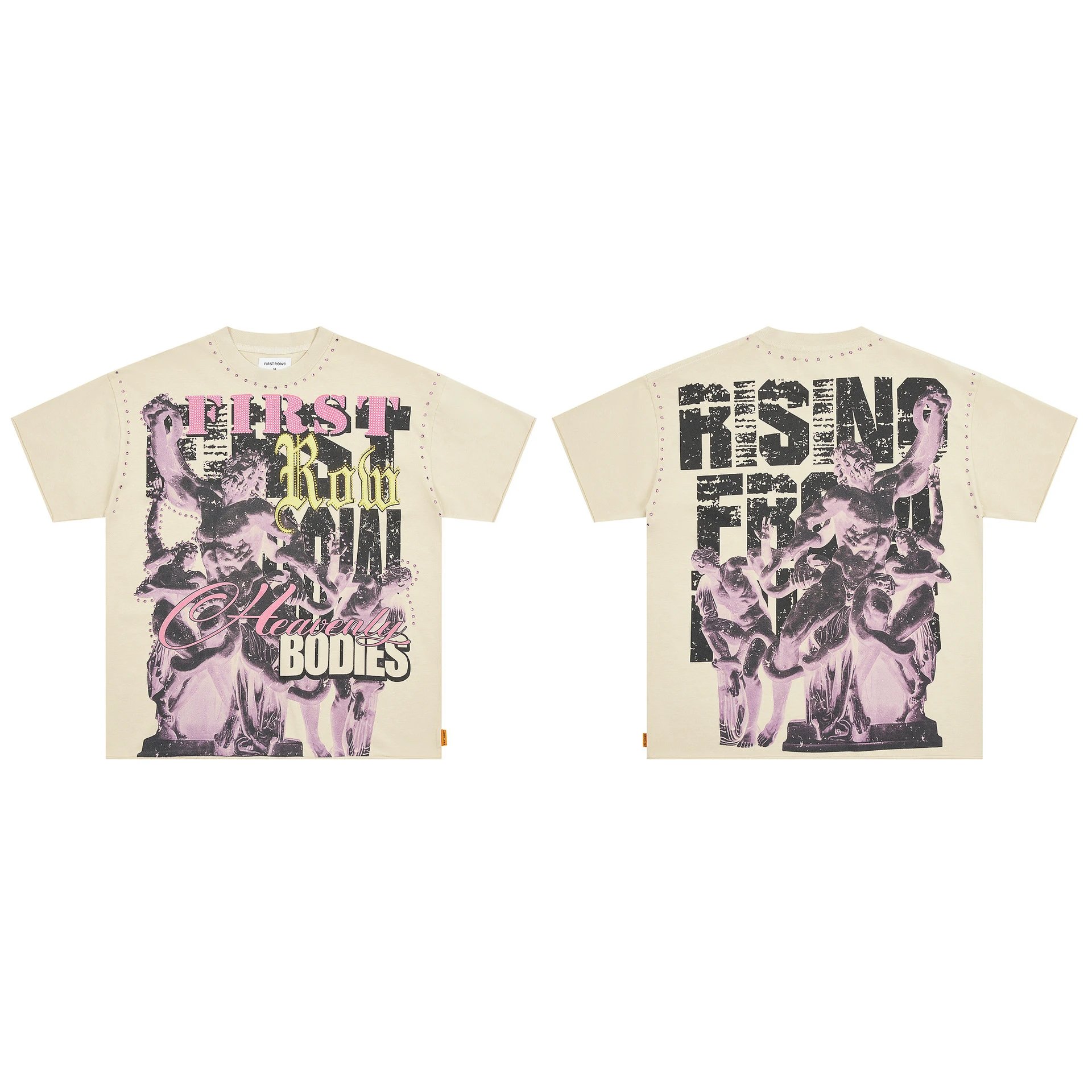 FIRST ROW T-Shirts Graphic Print — F 521# Hot-fix rhinestones