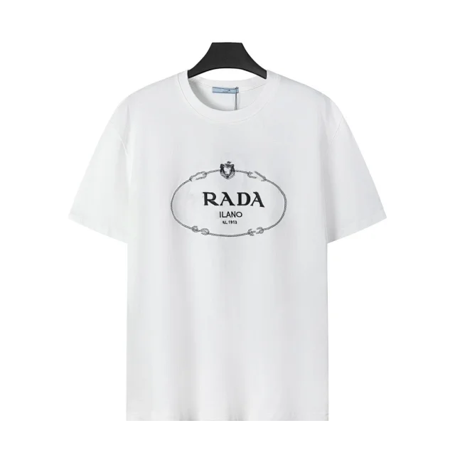 Prada T-Shirts Crew-neck T-shirt with triangular logo plaque product detail image 47