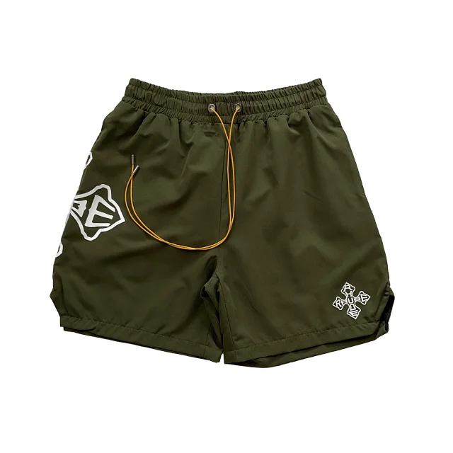 Rhude Shorts Nylon with New Era Graphic Print and Contrast Drawstring product detail image 8