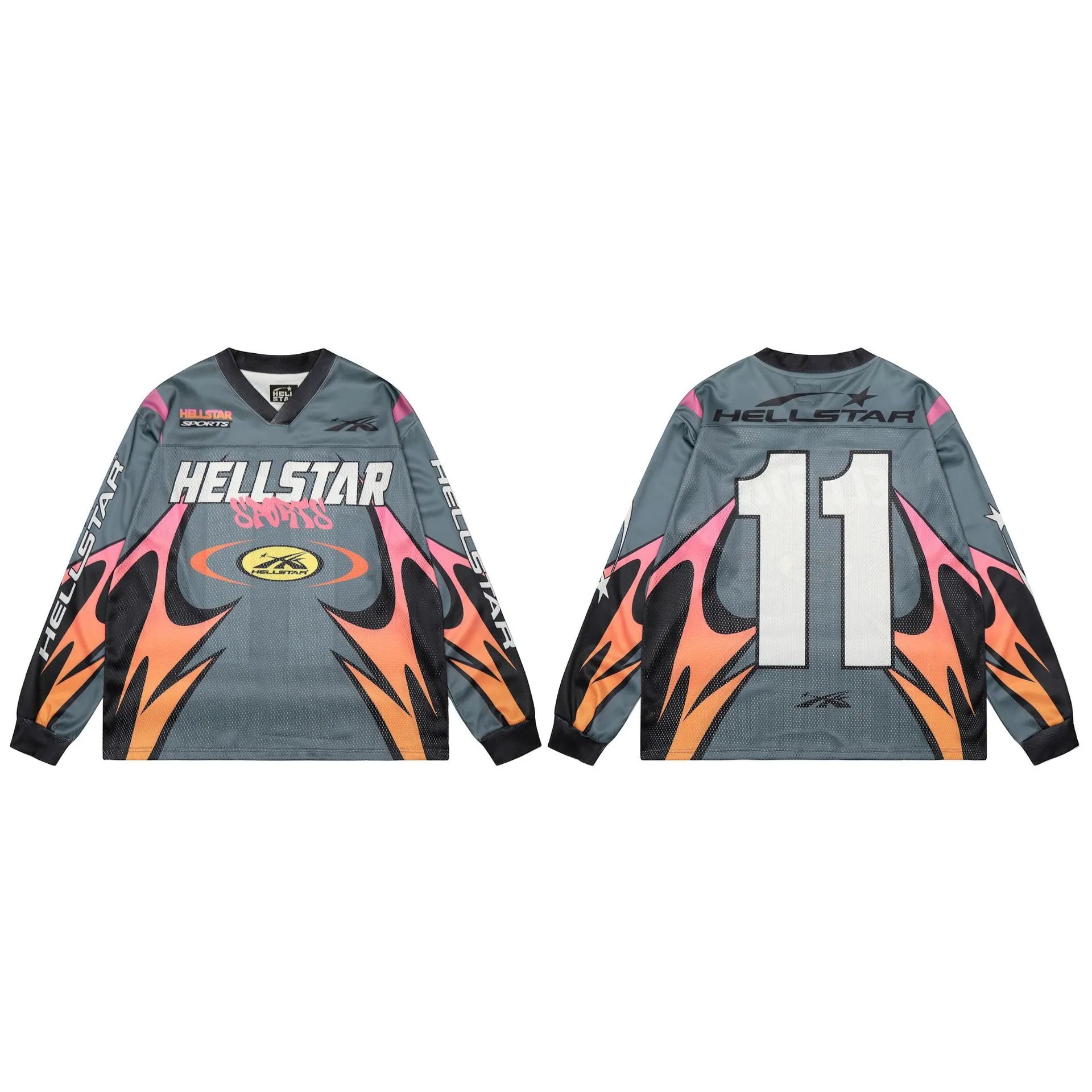 Hellstar T-Shirts Mesh football jersey graphic — SSH 2521 gray