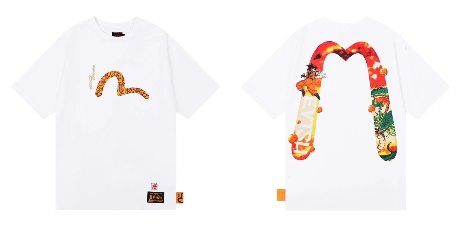 Evisu T-Shirts Short-Sleeve Graphic T-Shirt — QC 048 white