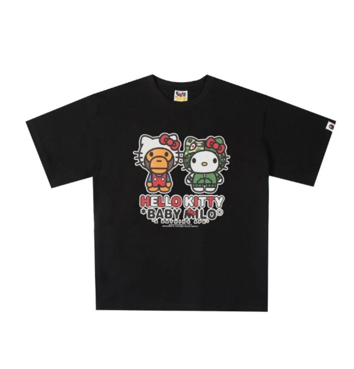 A Bathing Ape T-Shirts Baby Milo Sanrio Character Graphic — Black and green 2