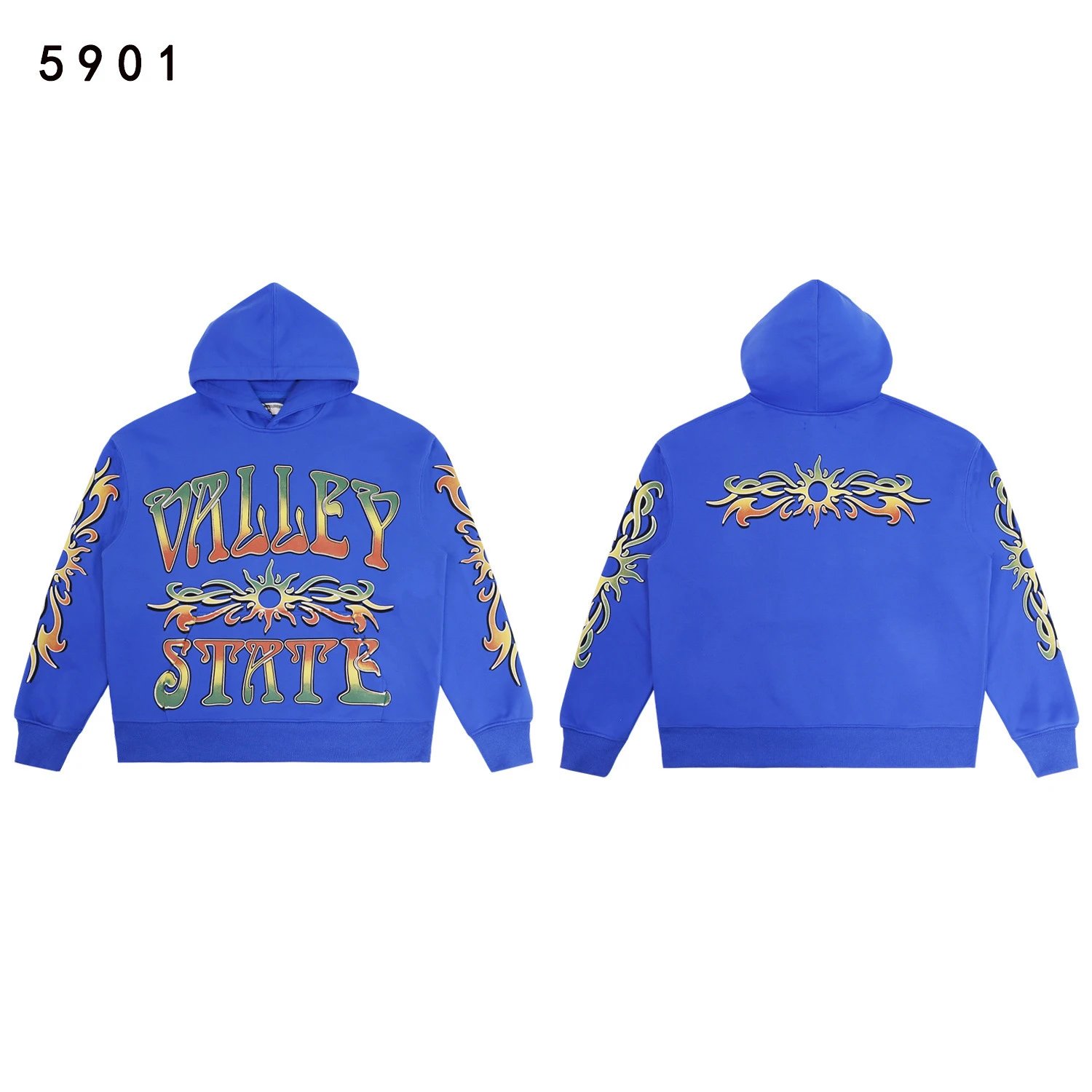 Vale Forever Matching Sets Bee graphic striped hoodie and sweatpants set — 5901 Washed blue