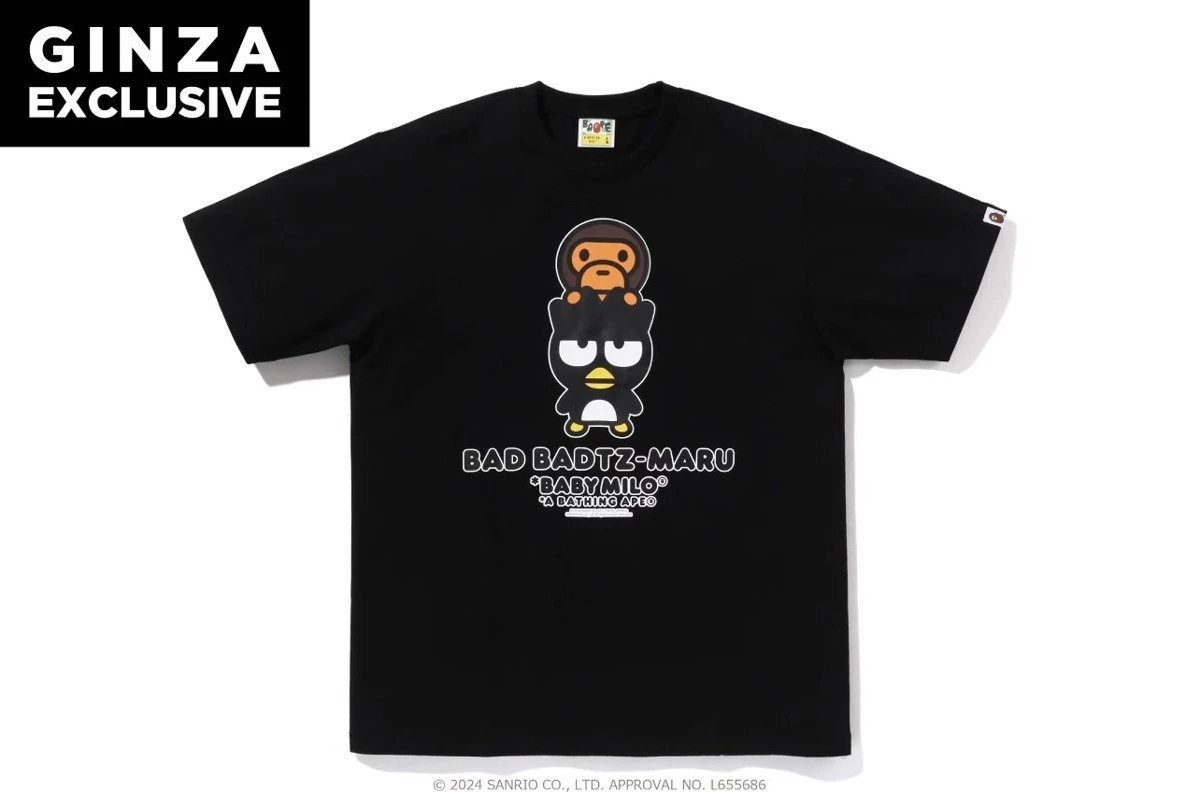 A Bathing Ape T-Shirts Baby Milo Sanrio Character Graphic — Black Penguin