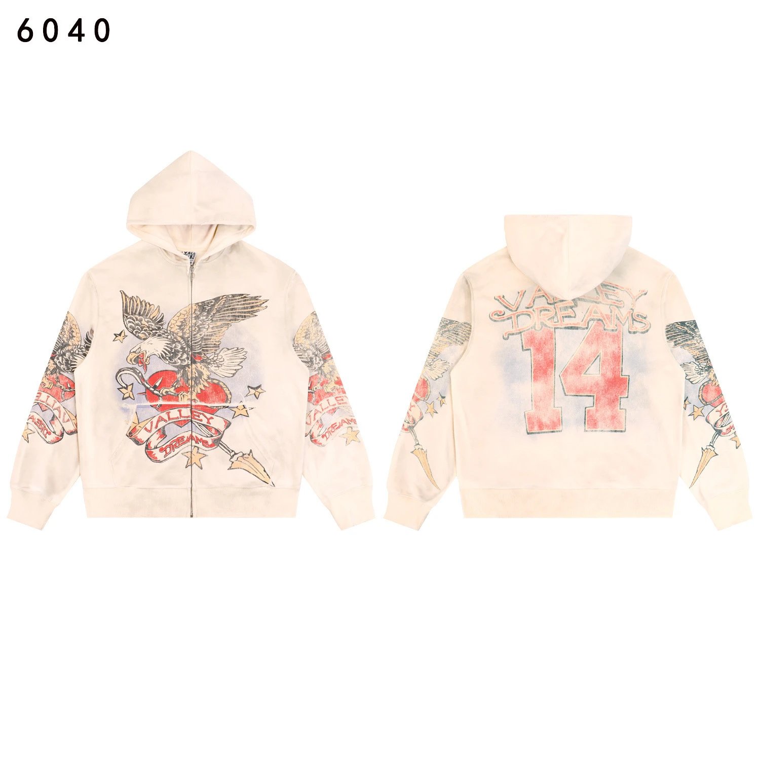 Vale Forever Matching Sets Bee graphic striped hoodie and sweatpants set — 6040 Washed apricot
