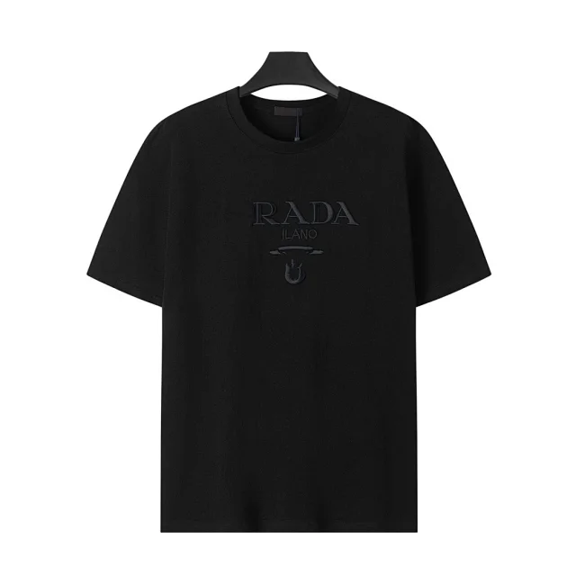 Prada T-Shirts Crew-neck T-shirt with triangular logo plaque product detail image 41