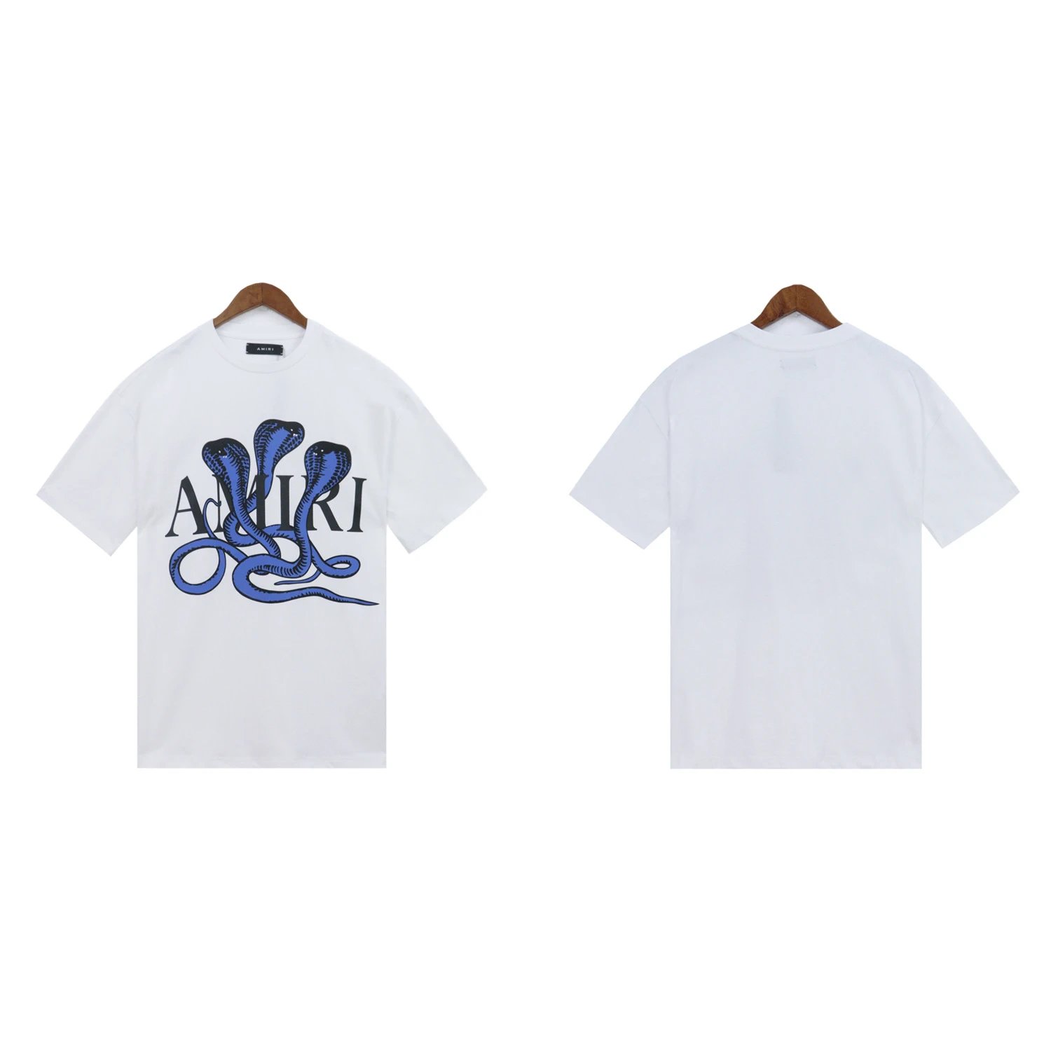 AMIRI T-Shirts Washed Graphic T-Shirt — 2205 white and blue