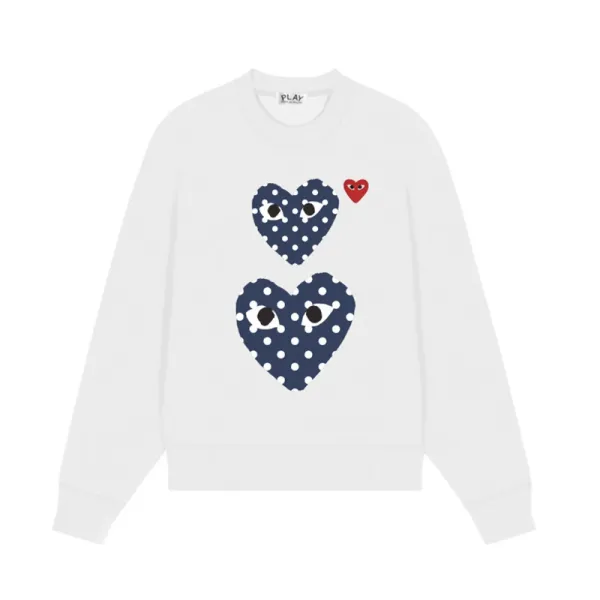 Comme des Garçons Play Polka Dot Heart White Sweatshirt Sweater - 1