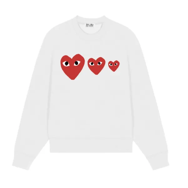 Comme des Garçons Play Heart Eyes White Sweater - 1