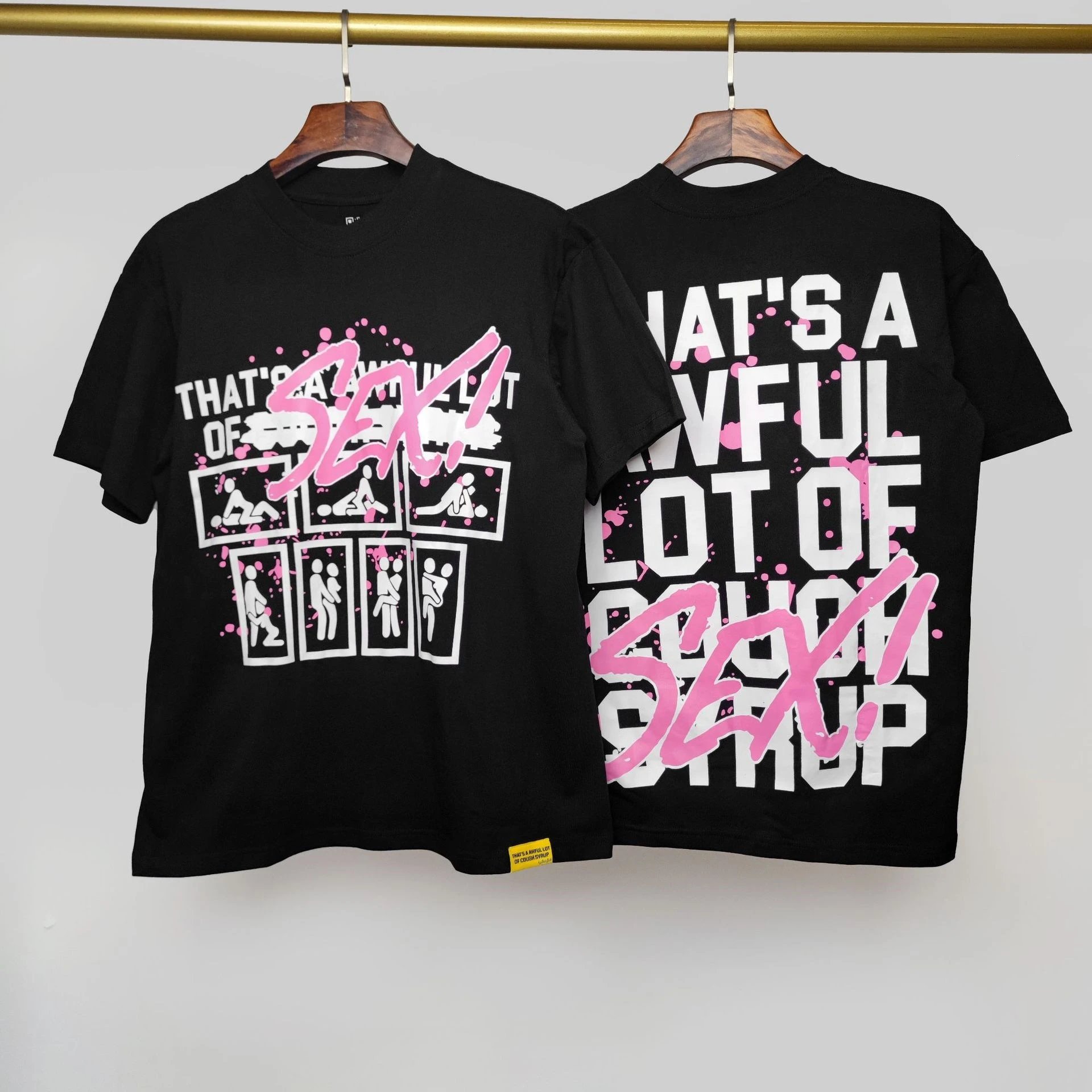 Cough Syrup T-Shirts Graphic Print — 12 black short-sleeved