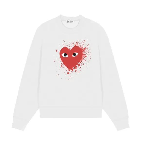 Comme des Garçons Play Heart Splatter White Sweatshirt Sweater - 1