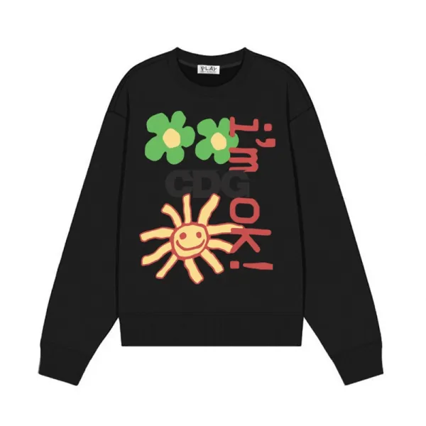 Comme des Garçons Play I'm OK! Graphic Sweatshirt Black Sweater - 1