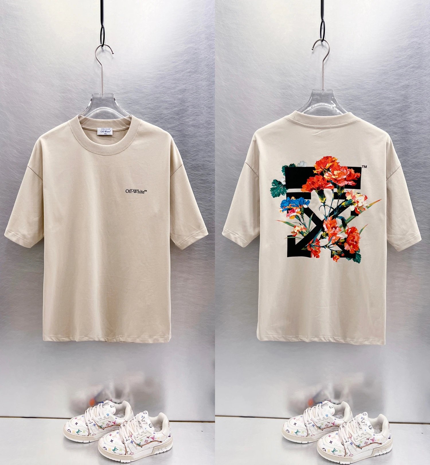 Off-White T-Shirts Graphic-print crew-neck — Khaki 9626