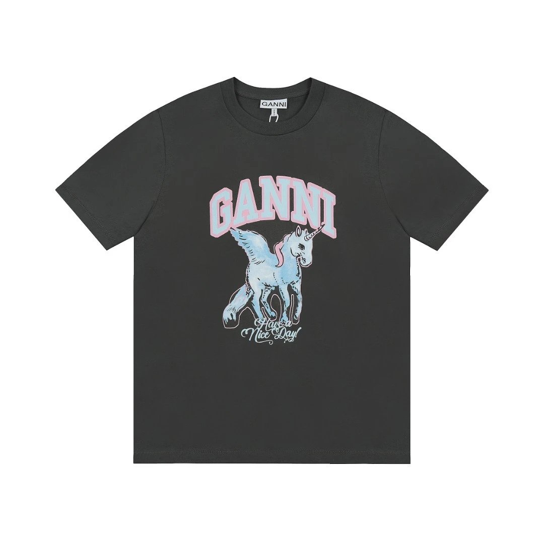 GANNI T-Shirts Graphic Print Short-Sleeve T-Shirt — GA57